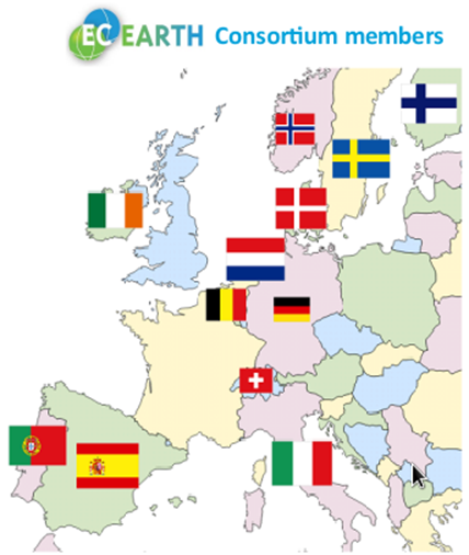 map of EC-Earth Consortium members