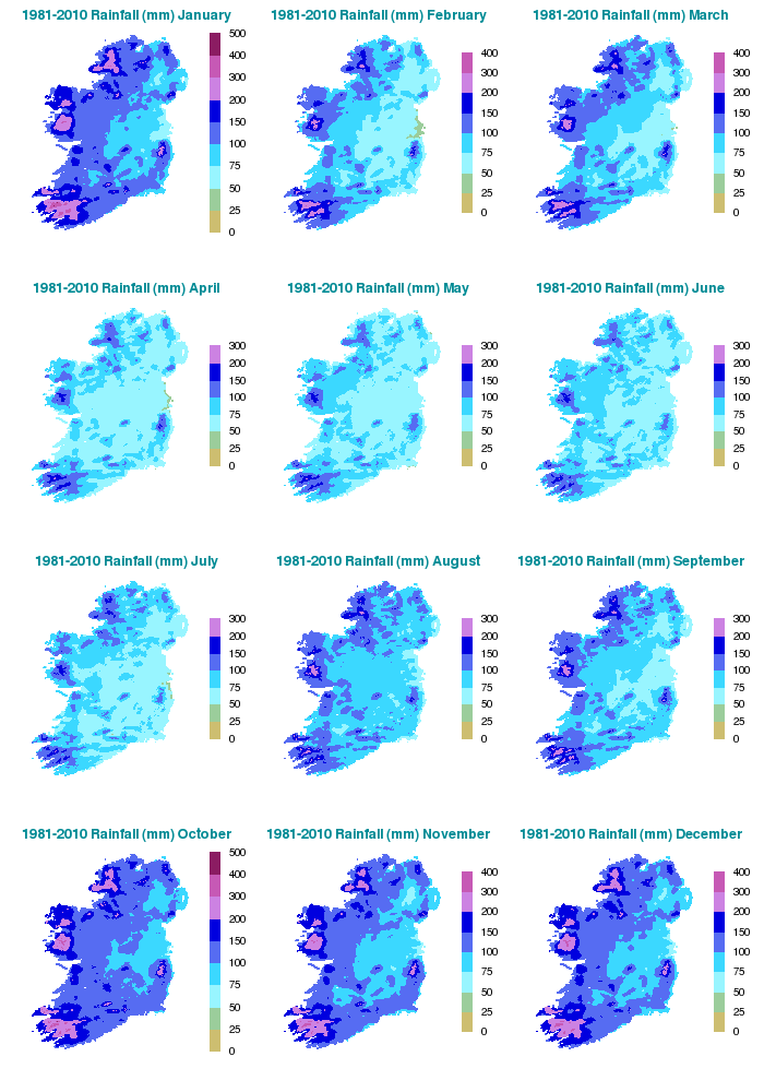 1961-1990 Mean Average Rainfall