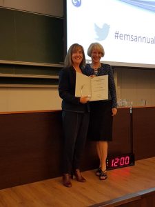 Evelyn being presented with her award at the event in Budapest on Wednesday 5th September 2018