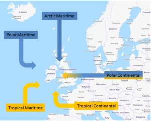 Airmasses affecting Ireland's weather