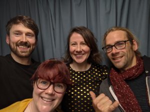 L-R Podcast selfie! Noel Fitzpatrick, Dr. Sarah Gallagher, Liz Walsh, Seamus McGoldrick