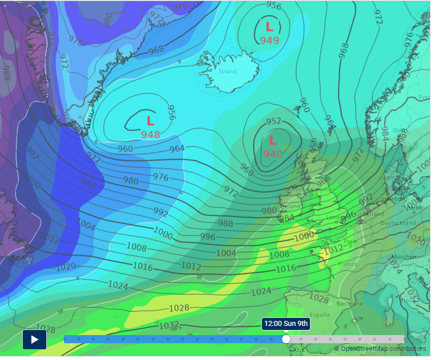 position of Storm Ciara on Sunday