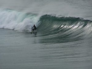 Ferdia McCrann, Met Éireann's Irish Officer surfing at Bailinscelligs, Co Kerry, 1.5m SW swell at 14seconds, with light northerly winds.