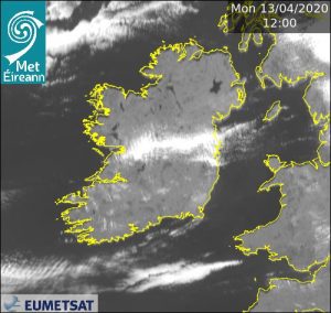 A visible satellite image of Ireland.