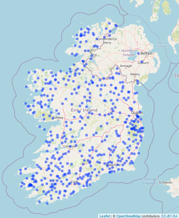 Met Éireann's network of Rainfall Stations 