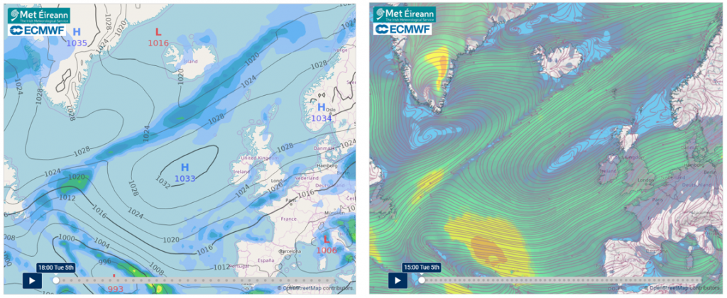 10-day forecast charts: Precipitation and Pressure, Airflow