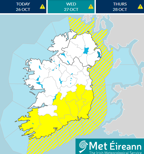 Rabhadh Báisteach Buí Dé Céadaoin 27 Deireadh Fómhair