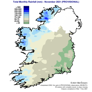 Total Monthly Rainfall (mm) for November 2021 (Provisional)