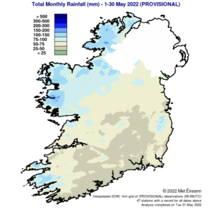 Total Monthly Rainfall (mm) for May 2022 (Provisional)