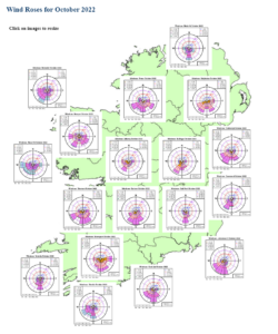 Wind rosed for October 2022. To enlarge click Wind Roses here.