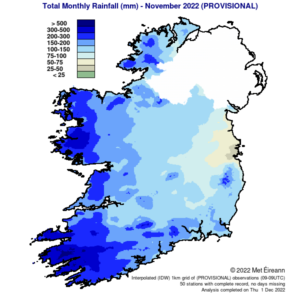 Total Monthly Rainfall (mm) for November 2022 (Provisional)