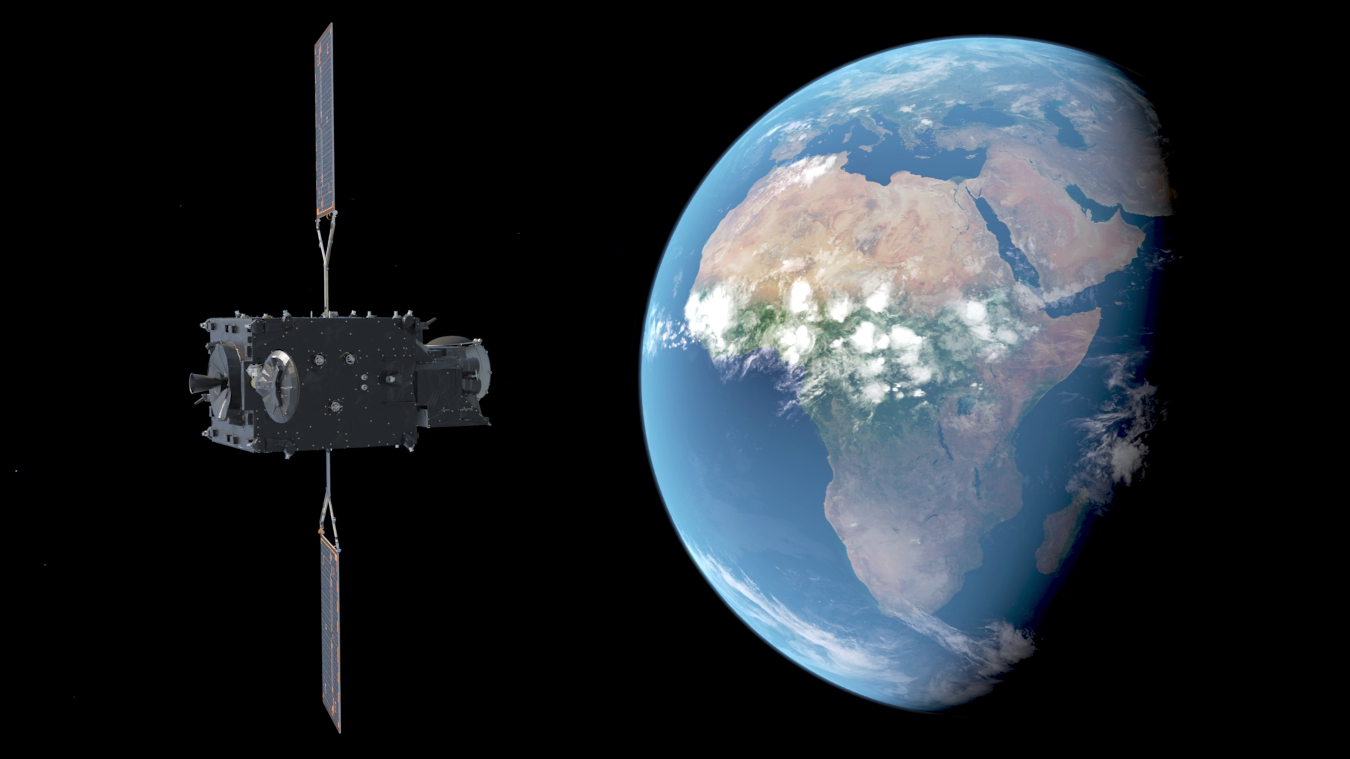 Artist’s impression of the MTG-I1 satellite in orbit above Earth (ESA, 2022)