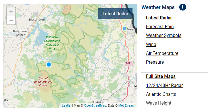www.met.ie homepage on desktop - click on weather map