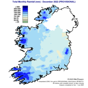 Total Monthly Rainfall (mm) for December 2022 (Provisional)