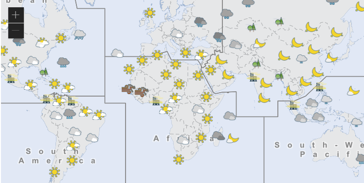 click on the image to access the WMO World Weather Information Service