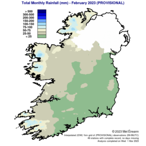Total Monthly Rainfall (mm) for February 2023 (Provisional)