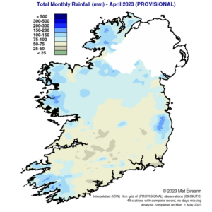 Total Monthly Rainfall (mm) for April 2023 (Provisional)