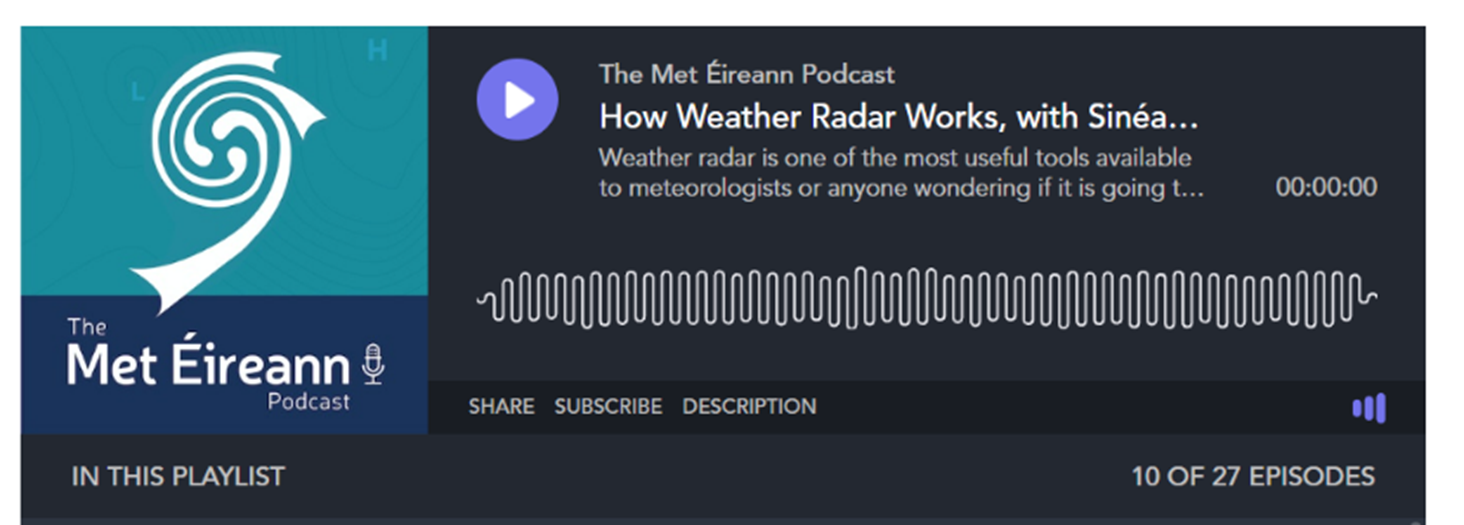 Image of The Met Éireann podcast player - Episode 10/27 How weather radar works, with Sinead Duffy