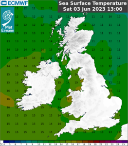 Sea Surface Temperature Sat 03 June 2023 13:00