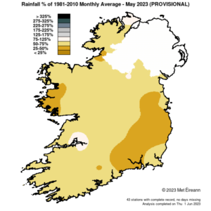 Rainfall % of 1981 - 2010 Monthly Average for May 2023 (Provisional)