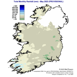 Total Monthly Rainfall (mm) for May 2023 (Provisional)