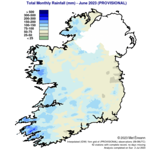 Total Monthly Rainfall (mm) for June 2023 (Provisional)