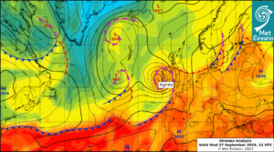 Airmass Analysis chart 12 UTC 27 September 2023 with storm Agnes