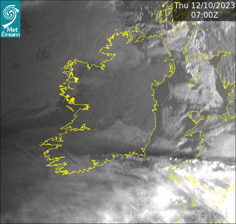Satellite visible image of Ireland on 12 Oct 2023 