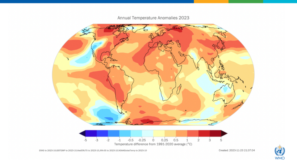 Image of Annual Temperature Anomalies 2023. Source: WMO