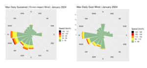 Wind roses for January 2024