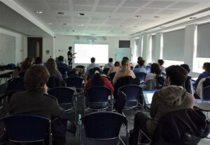 Meteorologist, Dr Noel Fitzpatrick speaks to physics students at UCD during Science Week 2025