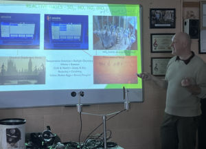 Met Éireann's Thomas Townsend presenting to students at St Fergal’s College during Science Week 2025