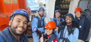 Dr Tido Semmler, far right, with fellow participants in the Polarstern PS151 expedition. Photo credit - Caio Ribeiro