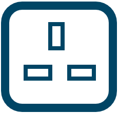 Image of three pin plug socket as used in Ireland.