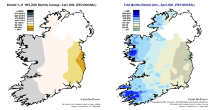Rainfall % of 1991 – 2020 Monthly Average for April 2026 (Provisional).                                                                                             Total Monthly Rainfall (mm) for April 2026 (Provisional).