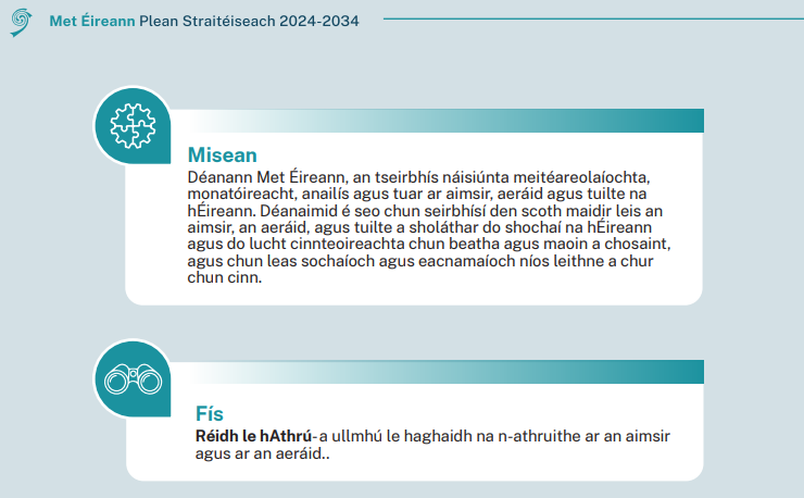 Mission statement in Irish