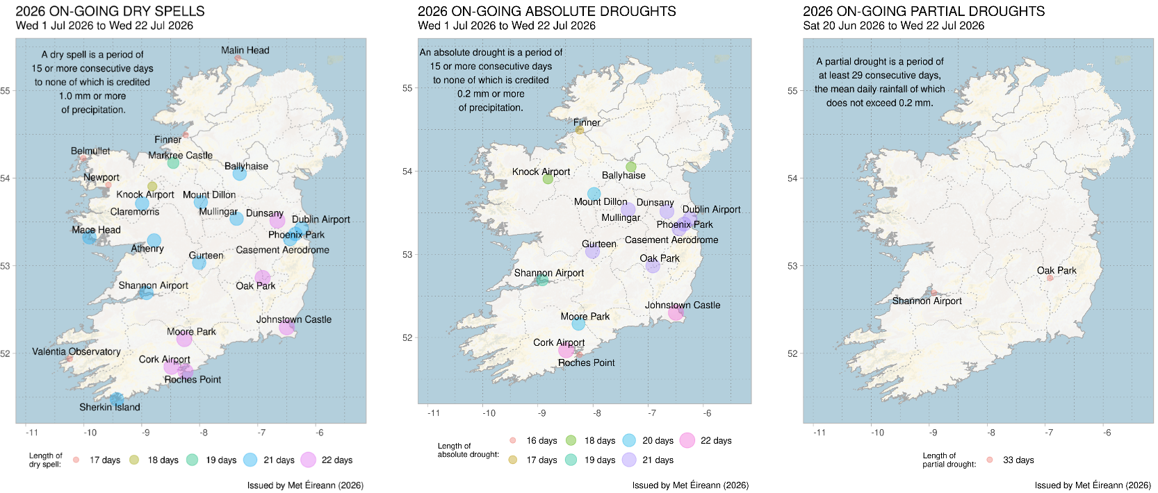 Map of 1-21 July 2026 Dry Periods