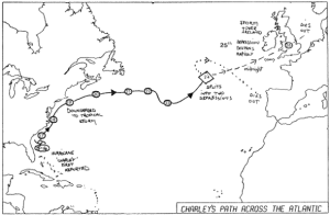 Hurricane Charley's path across the Atlantic. Source: Hurricane Charley Report 1986 (available on the Irish Storm Centre on met.ie)