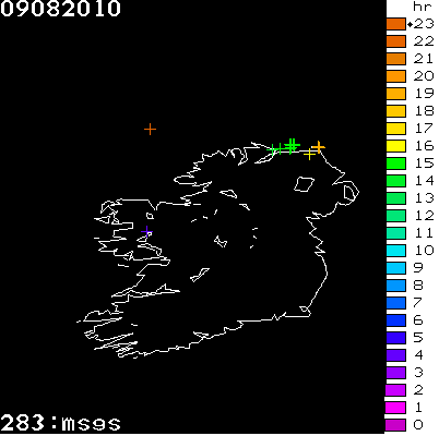 Lightning Report for Ireland on Monday 09 August 2010
