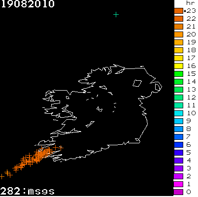 Lightning Report for Ireland on Thursday 19 August 2010
