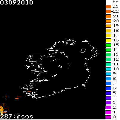 Lightning Report for Ireland on Friday 03 September 2010