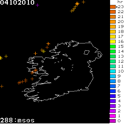 Lightning Report for Ireland on Monday 04 October 2010