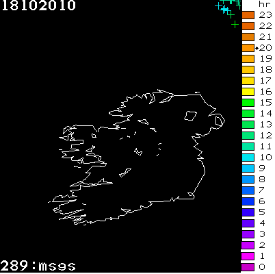 Lightning Report for Ireland on Monday 18 October 2010