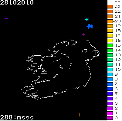 Lightning Report for Ireland on Thursday 28 October 2010