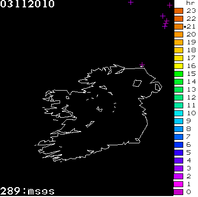 Lightning Report for Ireland on Wednesday 03 November 2010