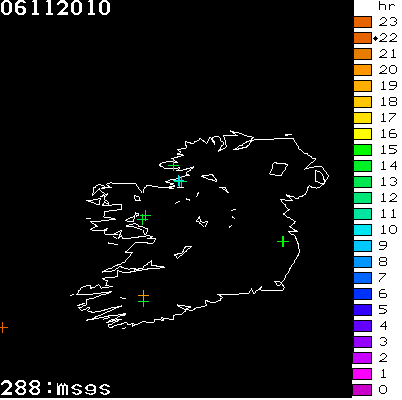 Lightning Report for Ireland on Saturday 06 November 2010
