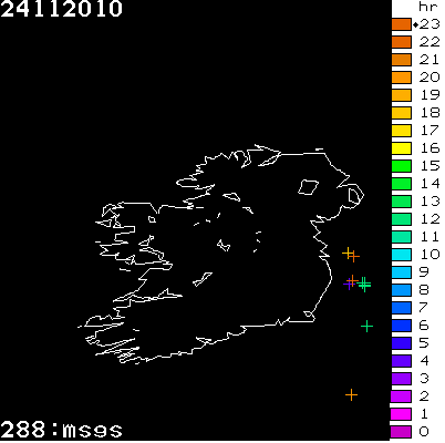 Lightning Report for Ireland on Wednesday 24 November 2010