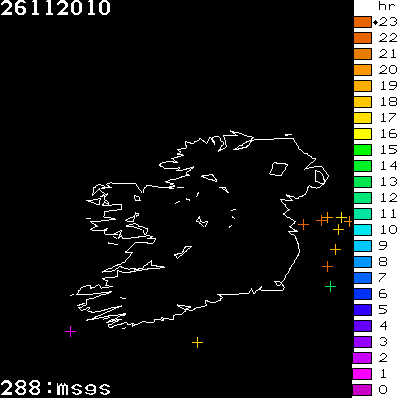 Lightning Report for Ireland on Friday 26 November 2010