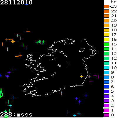 Lightning Report for Ireland on Sunday 28 November 2010