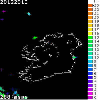 Lightning Report for Ireland on Monday 20 December 2010